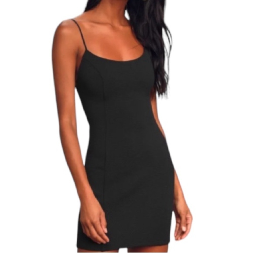 Elegant Black Low-Back Spaghetti Strap Dress
